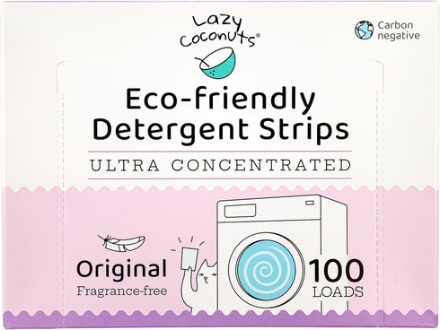 Eco Friendly, Plant Powered Laundry Detergent Strips - 100 Loads - Fragrance Free, Unscented, Ultra Concentrated, Earth Friendly No Plastic - Ligh...