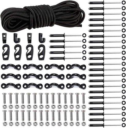 Deck Rigging Kit Accessory - 19.7 FT Bungee Cord with Deck Loops Tie Down Pad Eyes and J - Hooks and Bungee Cord Hook Screws & Rivets for Kayaks C...