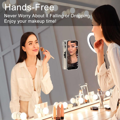 Magnetic Suction Cup Phone Mount, Suction Cup Phone Mount for Mirror Compatible with iPhone MagSafe Phone Case Silicone Suction Cup Phone Grip Hol...