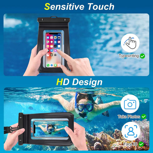 Waterproof Phone Pouch and Bag, 2024 Cruise Ship Essentials, Boat Kayak Accessories 2 Pack 9" Water Proof Case Floating for iPhone 15 14 13 12 11 ...