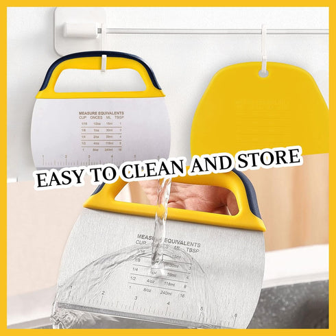 YGDZ Dough Scraper Chopper 2 Pcs, Stainless Steel Dough Cutter With Grip, Plastic Bench Scraper with Measuring Scale, Multipurpose Pizza Cutter, P...