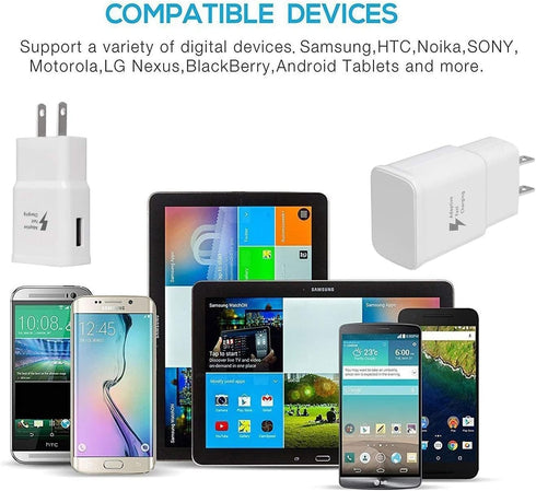 Adaptive Fast Charging USB Wall Charger Adapter for Samsung Galaxy s24 s23 s22 S21S10 S6 S7 S8 S9 / Edge/Plus/Active, Note 5 8, 9, Note 10, LG Qui...