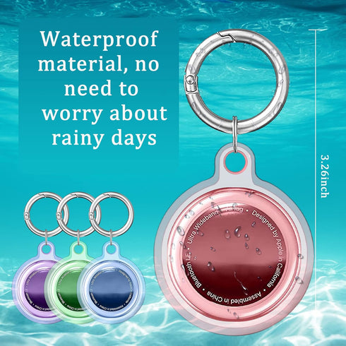 4 Pack Airtag Keychain Waterproof,Air Tag Holder Case Compatible with Apple AirTag Case for Dog Cat Collar Tracker Key Ring Locator Protective Cov...