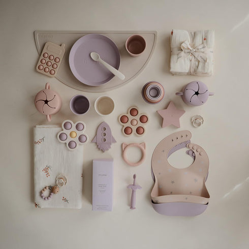 mushie Round Dinnerware Plates for Kids | Made in Denmark, Set of 2 (Soft Lilac)...