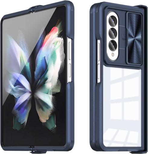 Compatible with Samsung Z Fold 4 Case with Camera Lens Protector Slide Black,Phone Samsung Galaxy Z Fold 4 Case Silicone Transparent Shockproof Lu...