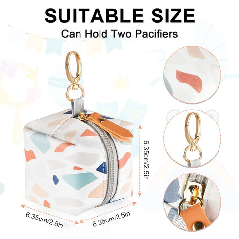 Baby Pacifier Case with Clip, Baby Pacifier Holder Pouch Box for Diaper Bag, Holds 2 Pacifiers for Travel Outdoor Activities, Small Baby Utensils,...