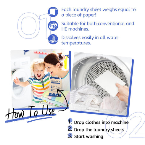 CLEARALIF Laundry Detergent Sheets, Fresh Linen, 64 Load, CLEARALIF Laundry Detergent Strips Eco Friendly & Hypoallergenic...