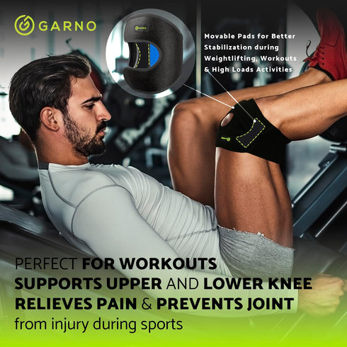 GARNO Knee Brace for Men and Women, Adjustable Neoprene Stabilizer for Meniscus Tear, Arthritis, Tendonitis, MCL, ACL, Pain Relief & Recovery, Ten...