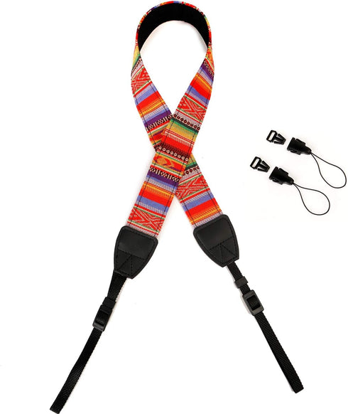WANBY Camera Strap Canvas Rainbow Neck Shoulder Strap with Quick Release Buckles for DSLR SLR...