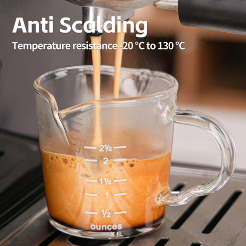 Espresso Shot Glass 70ML/2.3OZ Triple Pitcher Barista Double Spouts With Pouring Handle (1 Pack)...
