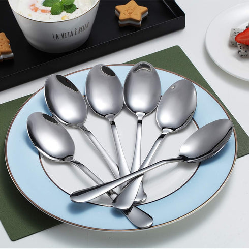 Dinner Spoons, Kyraton 6 Pieces 7.5" Stainless Steel Table Spoon, Soup Spoons, Dessert Spoons Sliverware Dishwasher Safe Set of 6...