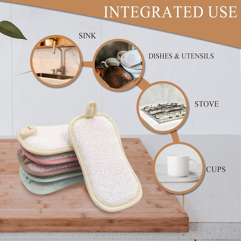 Kitchen Scrub Sponges, Heavy Duty Cleaning Non-Scratch Scrub Sponge, Reusable Microfiber Sponge for Household Cleaning, Random Colors (More)...