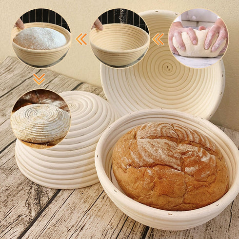Round Bread Proofing Baskets 9 Inch with Liner Round Dough Proofing Bowls for Home Bread Making and Baking Set of 2...