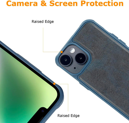 molzar MagBig Series Case for iPhone 14, Built-in Metal Plate for Magnetic Car Mount, Support Wireless Charging, Compatible with iPhone 14, Blue...
