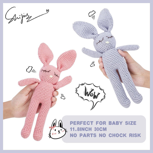 Moni's Choice Stuffed Animal Baby Bunny Rabbit Plush Knitted Doll Baby Sleep Toy Newborn (Pink)...