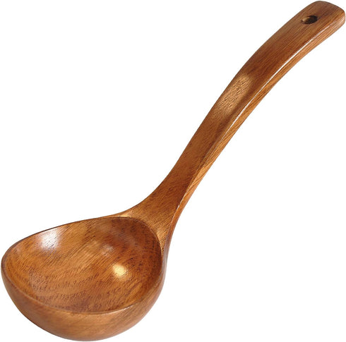 FJNATINH Wooden Ladle with Long Handle, Handmade Soup Ladle for Cooking Kitchen Cookware...