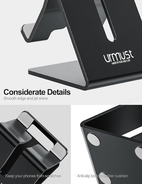 Urmust Desk Cell Phone Stand Holder Aluminum Phone Dock Cradle Compatible with Switch, for iPhone 14 13 12 11 Pro Xs Xs Max Xr X 8 7 6 6s Plus 5 5...