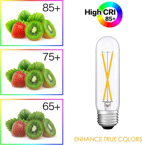 Dimmable T10 LED Bulbs,2700K Warm White, 2W Tubular Light Bulb, Edison LED Bulb 25 Watt Equivalent,E26 Medium Base 200LM, Clear Glass Cover,6 Pack...
