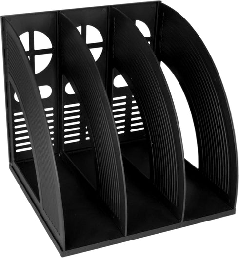 SAYEEC Magazine Holder Sturdy Binder Holder Desk File Sorter Plastic File Folder Organizer Stand Book Shelf Dividers Vertical Storage Rack Desktop...