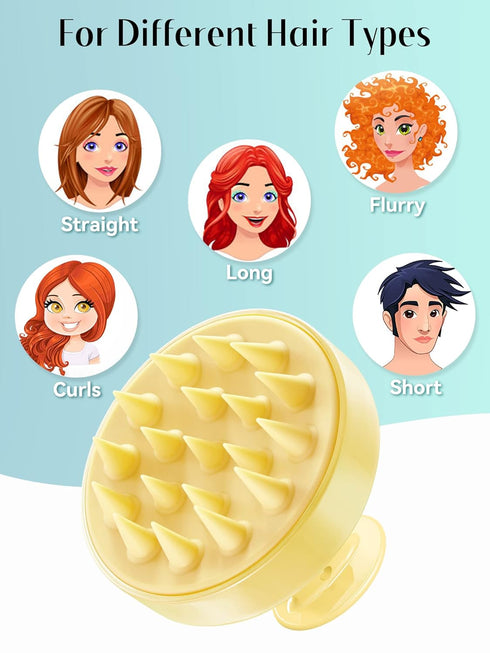 HEETA Scalp Massager with Soft Silicone Bristles - Promotes Hair Growth, Exfoliates Scalp, Removes Dandruff, and Enhances Shampoo Cleansing, Yello...