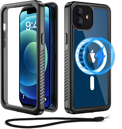 Beeasy for iPhone 12 Waterproof Case (6.1") Compatible with MagSafe - 360 Degree Outdoor Protective Case iPhone 12 Magnetic Phone Case, Armored Ca...