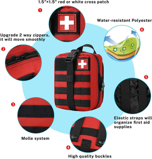 Gonex MOLLE Medical Pouch EMT First Aid Pouch Rip-Away IFAK Tactical Utility Pouch for Outdoor Activities Medical Supplies (Bag Only)...