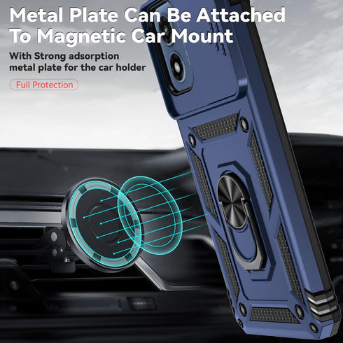 for Motorola Moto G 5G 2024 / Moto G Play 5G 2024 Case with Camera Lens Cover HD Screen Protector, Dual Layer Military-Grade Drop Tested Magnetic ...