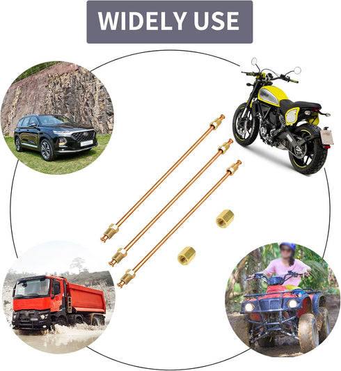 MuHize Brake Line Tubing - 16" Gold 3/16 Brake Lines Kit(Pack of 3) with fittings, Flexible Brake Line with Inverted Double Flared Ends and 2 Conn...