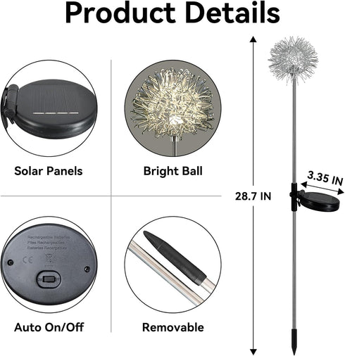 Solar Garden Lights Outdoor-2 Pack Outdoor Decorative Garden Lights, Waterproof Solar Outdoor Lights Auto ON/Off Solar Lights for Garden Gifts for...
