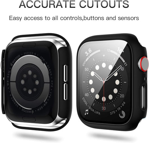 Haojavo 12 Pack Case with Tempered Glass Screen Protector Compatible for Apple Watch 44mm SE (2nd Gen) Series 6 5 4 SE, Full Hard PC Scratch Resis...