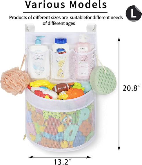 Baby Bath Toy Organizer, quick drying? and mould proof, Multiple-Suspension Bath Toy Holder, Large Capacity Multi Use Bathtub Toy Storage Bag?1 La...