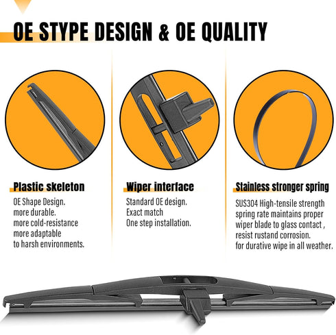 2 Wipers Replacement for Honda Pilot Rear Windshield Wiper Blade 2009-2015,2 Pieces of Rear Wiper Blade 14 inch…...