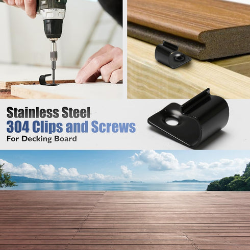 LukLoy Stainless Steel Starter Clips for Decking, 36 Pack for 400 SQ.FT Black Deck Clips of Decking Board, Universal Starter Decking Clips Hidden ...