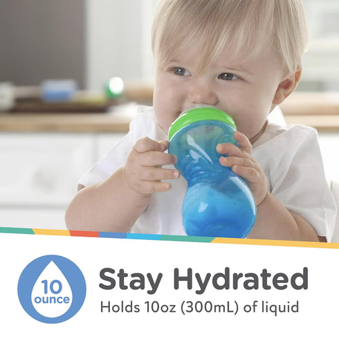 Nuby Clik-It Soft Spout No-Spill Easy Grip Sippy Cup for Boys - (3-Pack) 10 Oz - 6+ Months...
