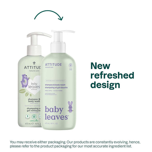 ATTITUDE 2-in-1 Shampoo and Body Wash for Baby, EWG Verified, Dermatologically Tested, Made with Naturally Derived Ingredients, Vegan, Sweet Apple...