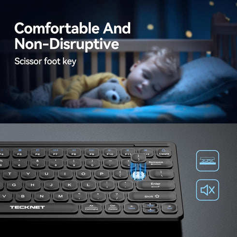 TECKNET 2.4G Wireless Keyboard, Small Wireless Keyboard with Media Hotkeys Compact Keyboard with Media Hotkeys for Computer Laptop, PC, Windows, M...