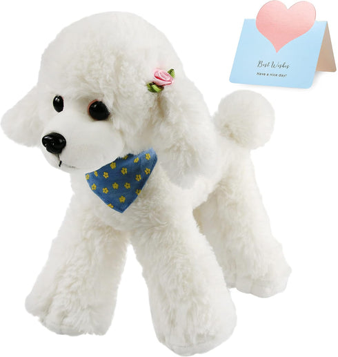 Athoinsu Realistic White Poodle Puppy Stuffed Animal Soft Adorable Hugging Puppy Dog Plush Toy Children's Day Holiday Birthday for Toddler Kids, 1...