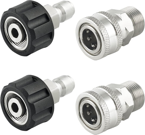 Pressure Washer Adapter Set, M22 14mm to 3/8 Inch Quick Connect, Pressure Washer Quick Connect Fittings, Stainless Steel...