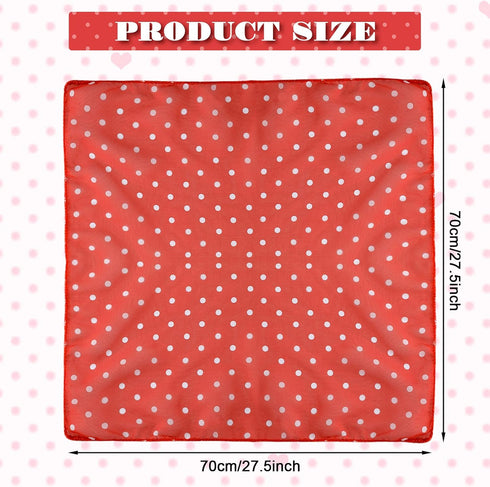 Kathfly 3 Pieces 1950s Polka Dot Scarf for Women Chiffon Scarf Retro Dot Square Neck Head Scarfs Vintage Sheer Hair Scarf Halloween Red Black Whit...