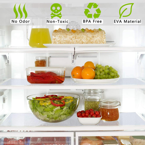 HooTown Refrigerator, Freezer, Fridge Shelf Liners and Drawer Mats 11.8 Inch Wide x 13 Feet Long, Non Adhesive EVA Plastic Washable Waterproof Pad...