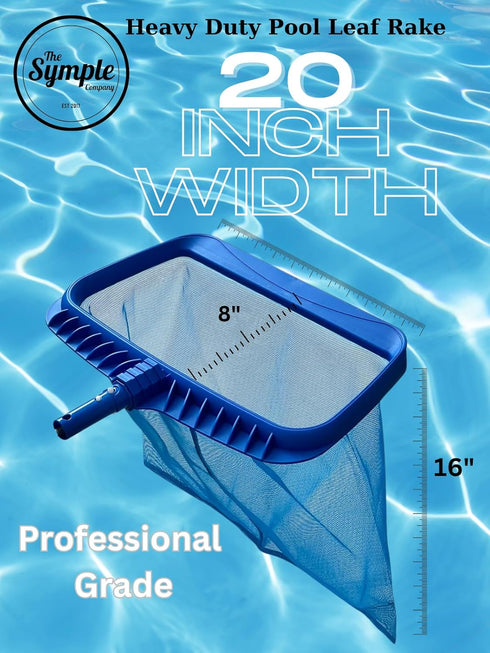 Heavy Duty Pool Leaf Rake with Fishtail 20" Wide - Professional Pool Rake with Deep Fine Nylon Mesh Skimmer Net Bag for Easy Debris Removal...