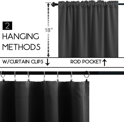 KOUFALL Basement Window Curtains,18 Inch Length Small Blackout Mini Blinds for Transom Windows Well Covers Cafe,Charcoal Dark Grey...
