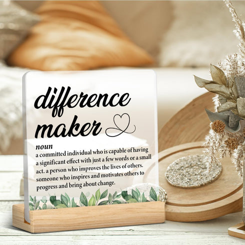Difference Maker Gifts, Thank You Gifts for Coworker Leader Boss Mentor Employee Mom, Difference Maker Definition Clear Desk Decorative Sign Desk ...