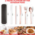 Rose Gold Travel Utensil Set, Stainless Steel Cutlery, Portable Camping Utensils, Set of 6 Reusable Silverware Set, Lunch Utensils Set for Work, I...