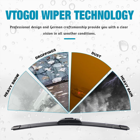 OEM Quality 26''+17'' Premium All-Season Auto Windshield Natural Rubber J-Hook Wiper Blades(Pack of 2)...