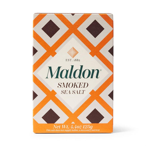 Maldon Salt, Smoked Sea Salt Flakes, 4.4 oz (125 g), Kosher, Natural, Gently Smoked Over Oak, Handcrafted, Gourmet, Pyramid Crystals...