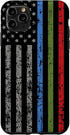 iPhone 11 Pro Max Police Military and Fire Thin Blue Green Red Line Flag Case...