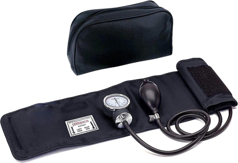 Santamedical Adult Deluxe Aneroid Sphygmomanometer - Professional Blood Pressure Monitor with Adult Black Cuff and Carrying case (Light Black)...