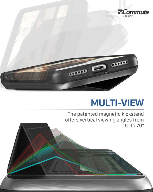 VENA vCommute Wallet Case Compatible with Apple iPhone SE3 2022 / SE 2020, iPhone 8 7 (4.7"-inch), Flip Leather Cover Card Slot Holder with Kickst...