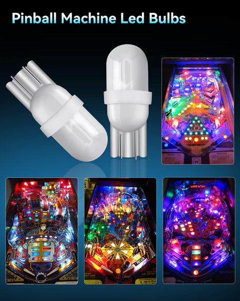 Keiurot 555 Bulb T10 194 DC AC 6V 6.3V for Pinball Led Bulbs Arcade Pinball Machine Light Bulb Lamp Warm White Nonpolarity, Pack of 10...